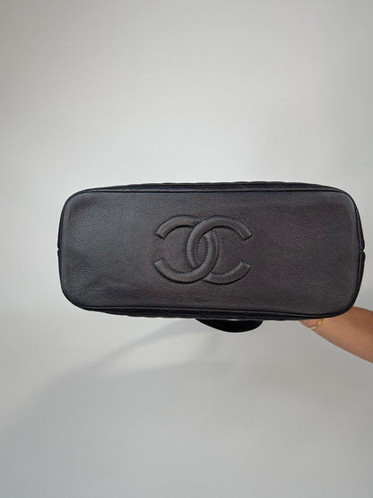 Chanel Quilted Caviar Leather Frame Shoulder Bag bottom of handbag