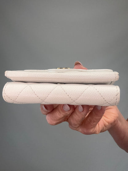 Chanel Quilted Caviar Small Flap Wallet White - bottom of wallet