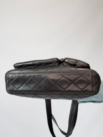 Chanel Quilted Double Pocket Turn Lock Tote bottom of handbag