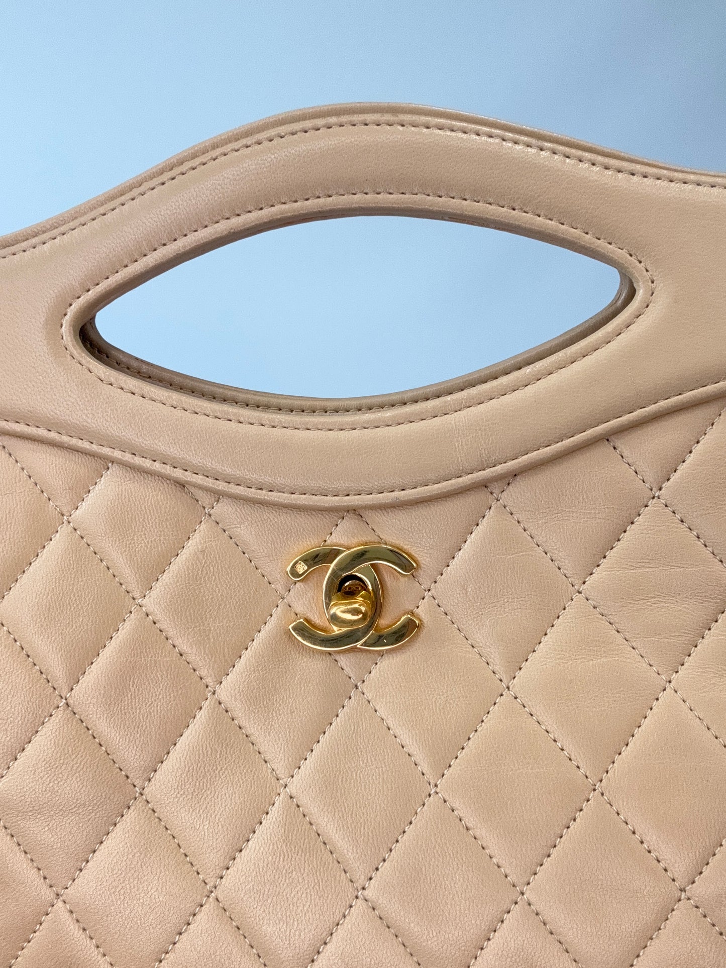 Chanel Quilted Lambskin 31 Shopping Tote in Beige CC turn lock