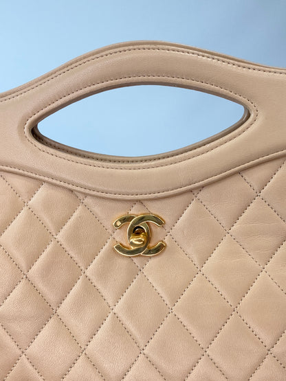 Chanel Quilted Lambskin 31 Shopping Tote in Beige CC turn lock