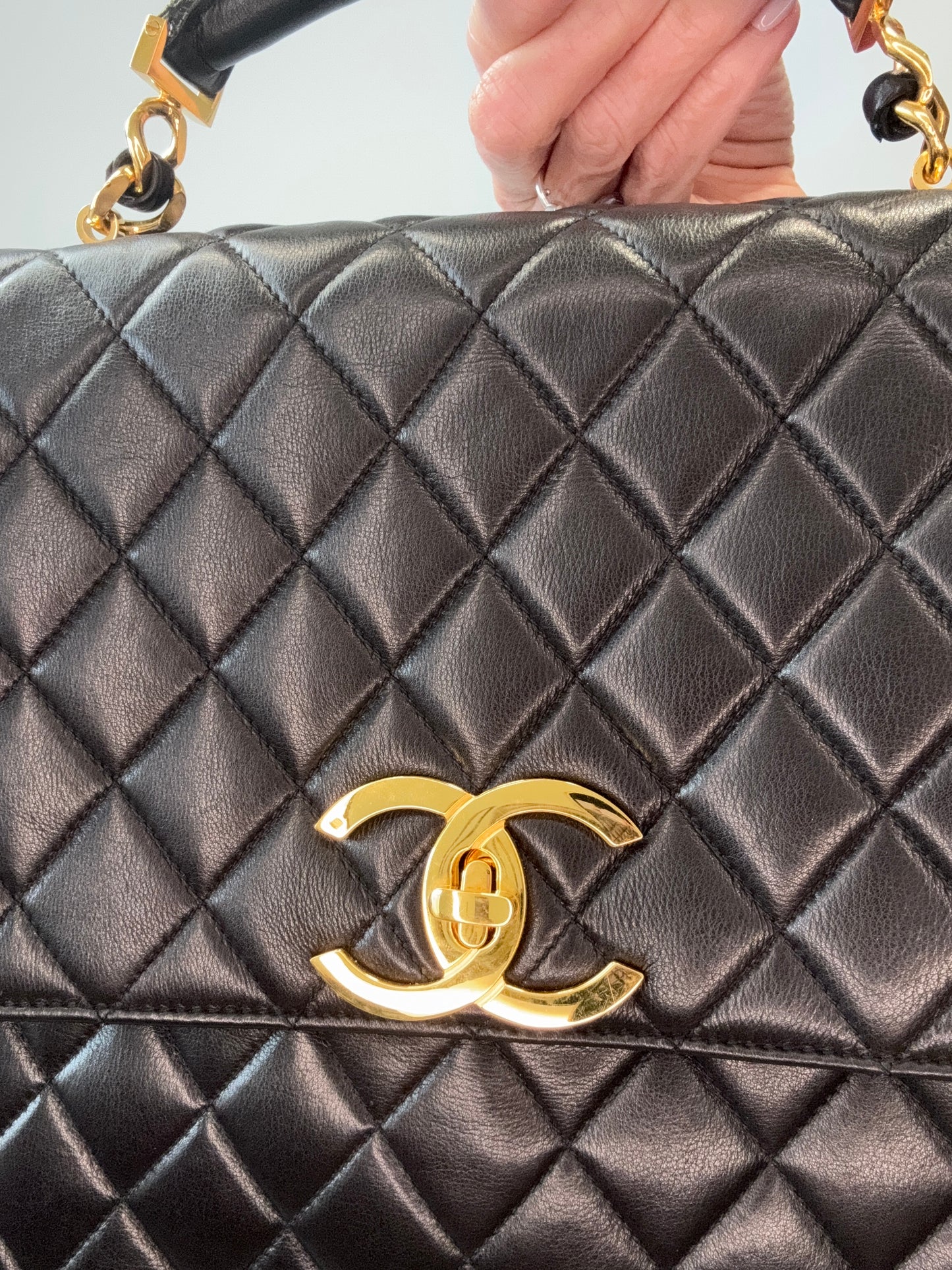 Chanel Quilted Lambskin Briefcase Business Bag in Black CC Turnlock