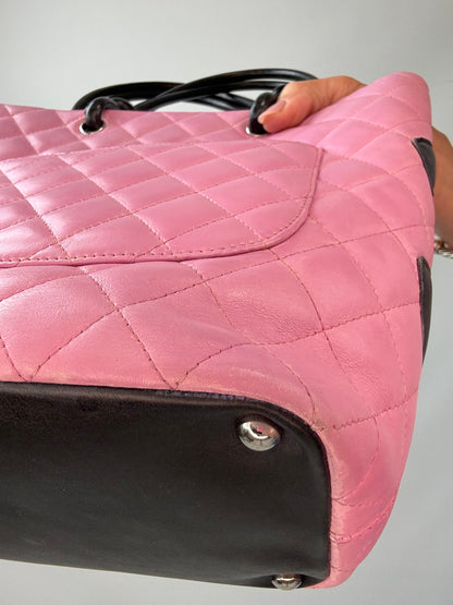 Chanel Quilted Lambskin Cambon Tote Pink back right bottom corner