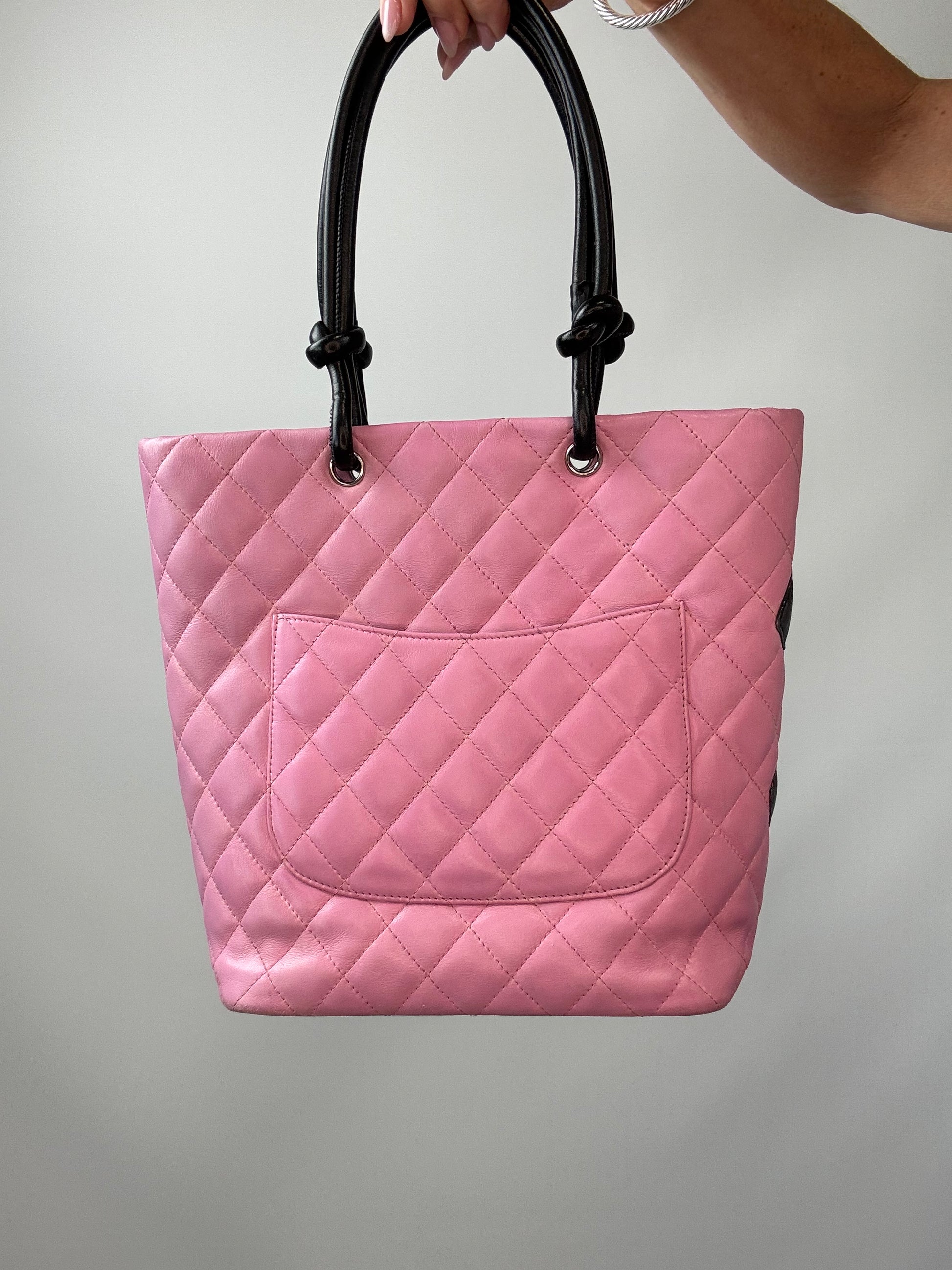Chanel Quilted Lambskin Cambon Tote Pink back