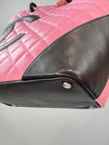 Chanel Quilted Lambskin Cambon Tote Pink front right bottom corner