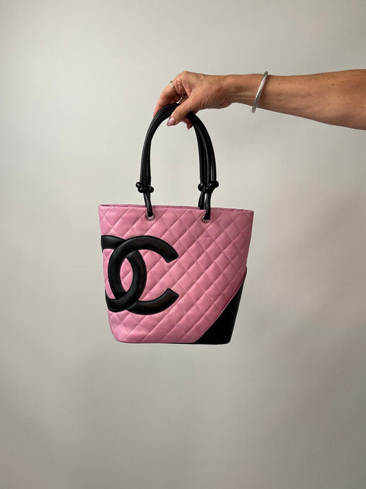 Chanel Quilted Lambskin Cambon Tote Pink