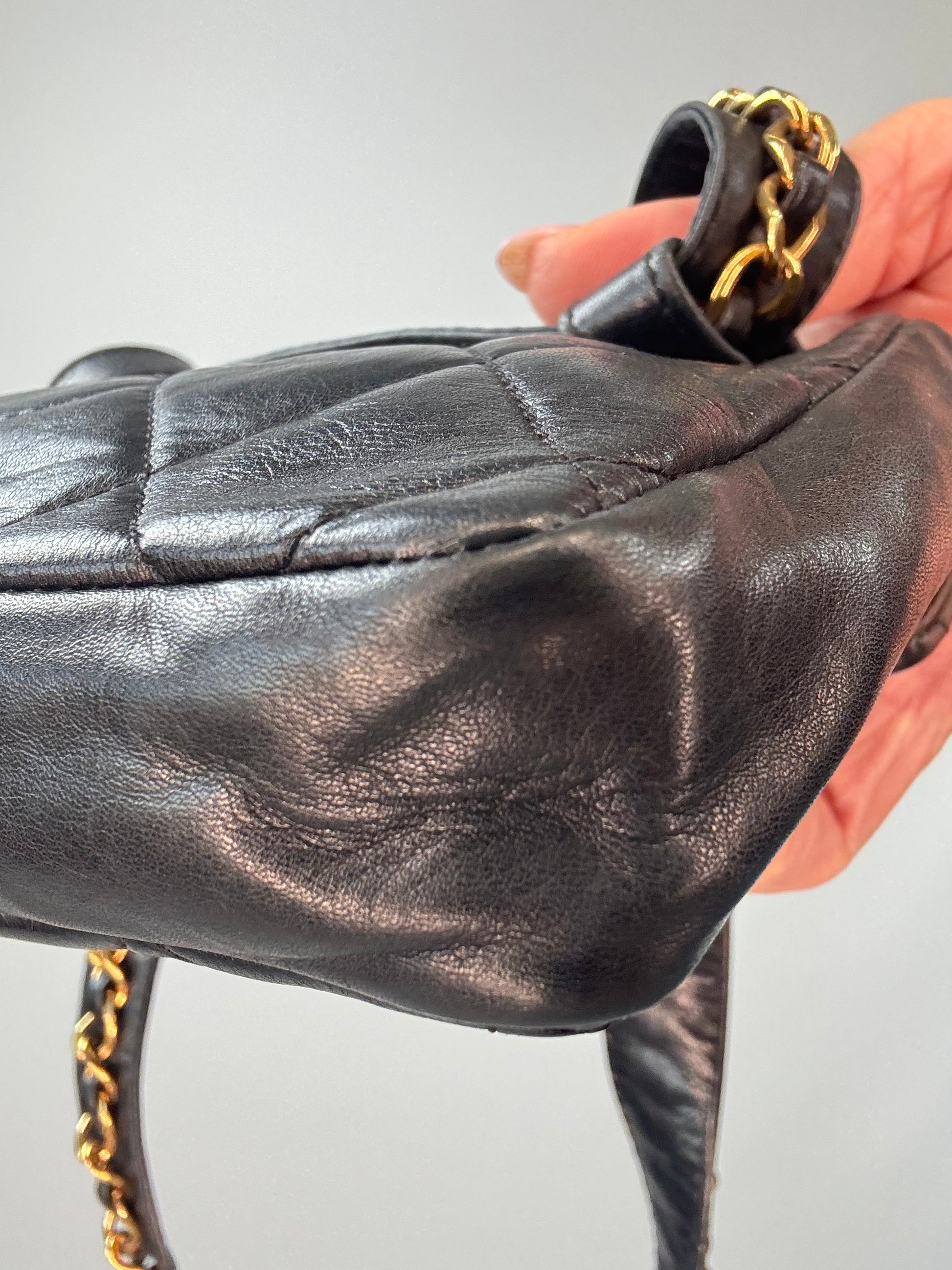Chanel Quilted Lambskin Envelope Waist Bag back right bottom corner