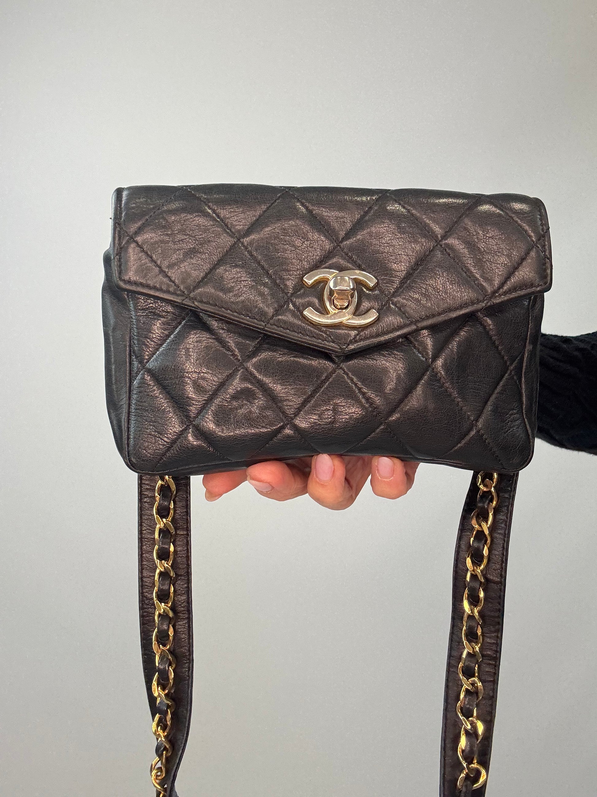 Chanel Quilted Lambskin Envelope Waist Bag front