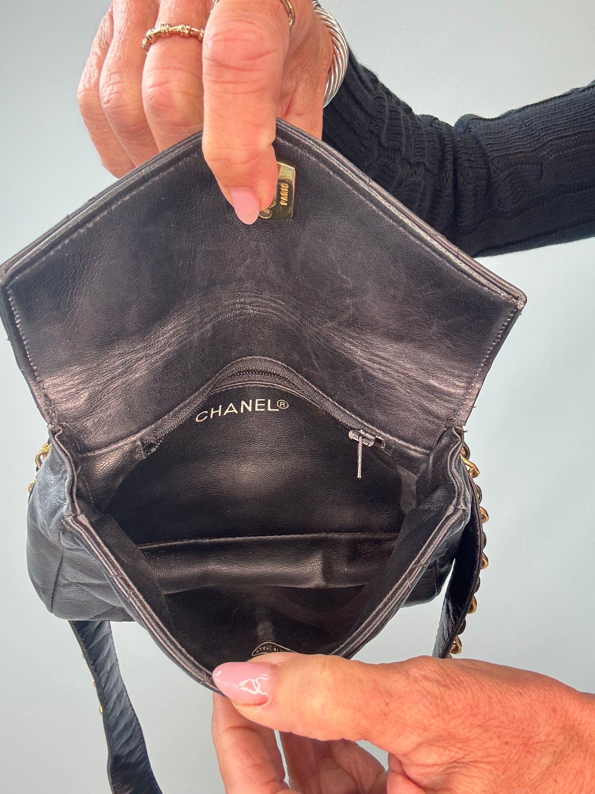 Chanel Quilted Lambskin Envelope Waist Bag interior