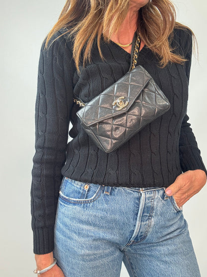 Chanel Quilted Lambskin Envelope Waist Bag modeled 2