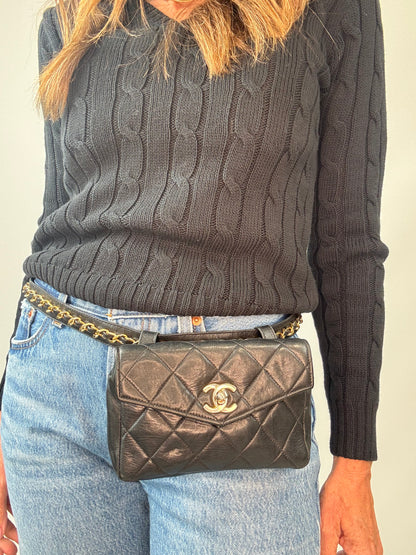 Chanel Quilted Lambskin Envelope Waist Bag modeled