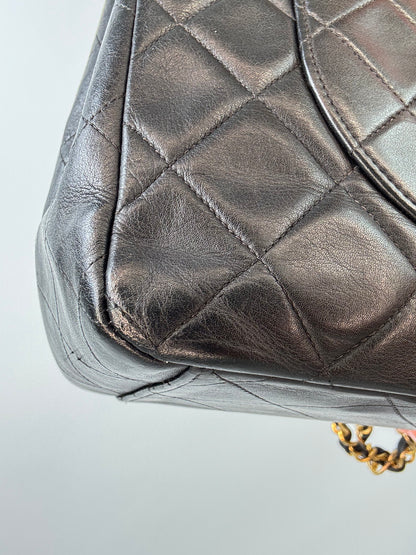 Chanel Quilted Lambskin Jumbo Single Flap Bag back left bottom corner