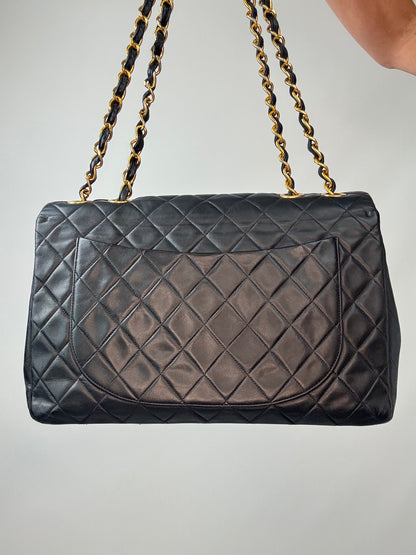 Chanel Quilted Lambskin Jumbo Single Flap Bag back of handbag