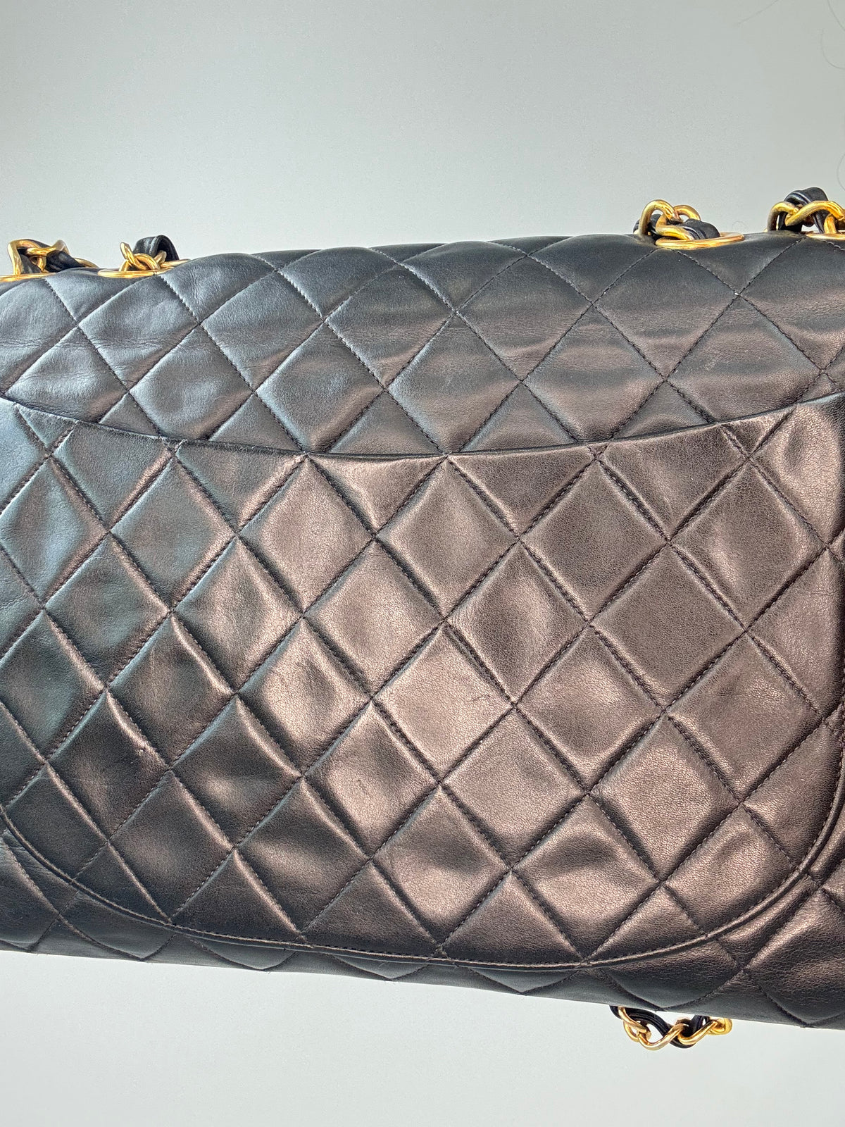 Chanel Quilted Lambskin Jumbo Single Flap Bag back outer pocket