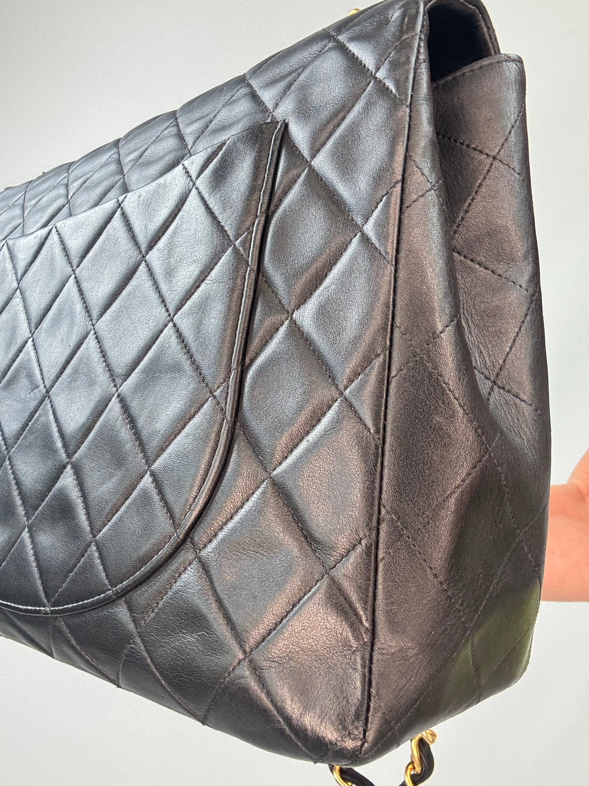 Chanel Quilted Lambskin Jumbo Single Flap Bag back right side
