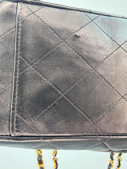 Chanel Quilted Lambskin Jumbo Single Flap Bag bottom left close up