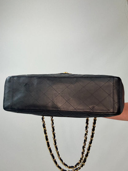 Chanel Quilted Lambskin Jumbo Single Flap Bag bottom of handbag