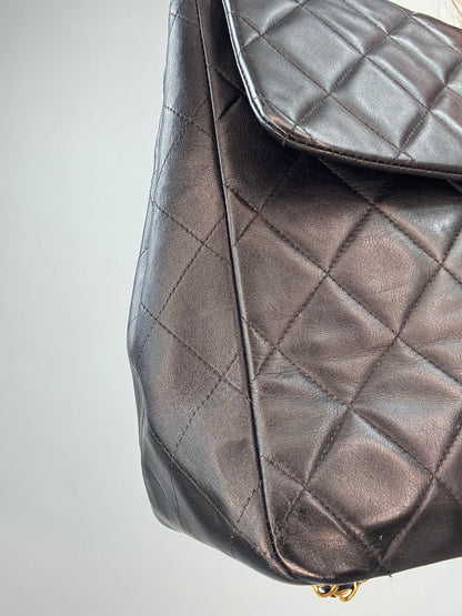 Chanel Quilted Lambskin Jumbo Single Flap Bag front left side