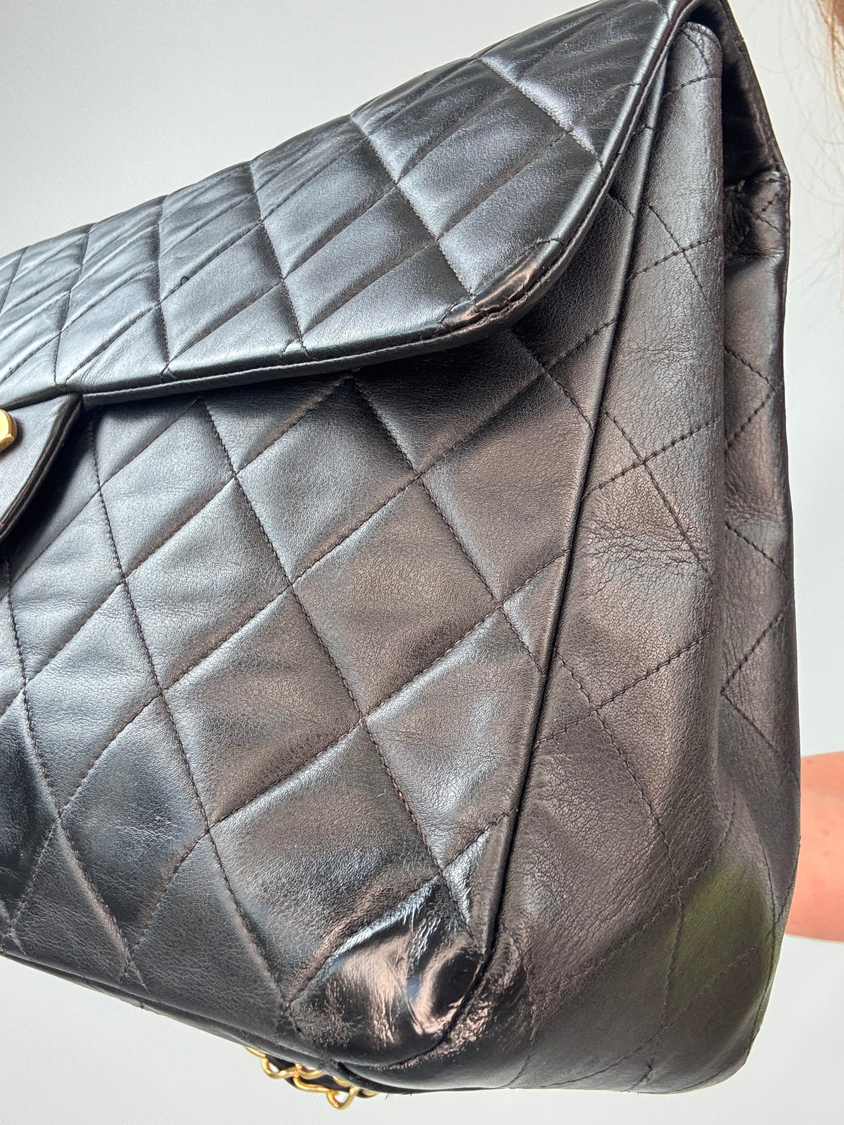 Chanel Quilted Lambskin Jumbo Single Flap Bag front right side