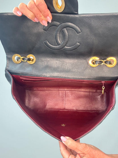 Chanel Quilted Lambskin Jumbo Single Flap Bag interior of bag