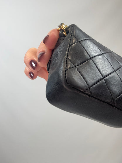 Chanel Quilted Lambskin Micro Mini Belt Bag - Black back left bottom corner