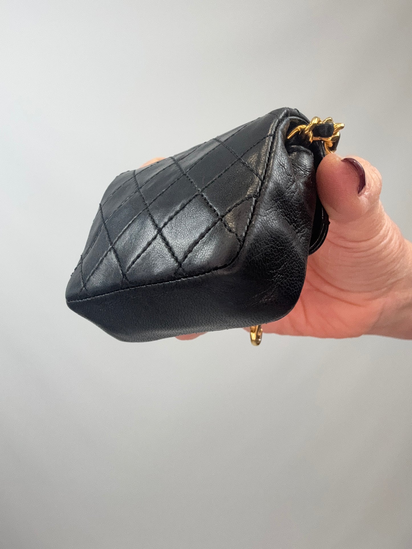 Chanel Quilted Lambskin Micro Mini Belt Bag - Black back right side view