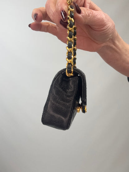 Chanel Quilted Lambskin Micro Mini Belt Bag - Black left side