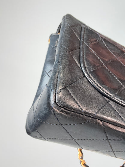 Chanel Quilted Lambskin Mini Square Flap Bag back left bottom corner