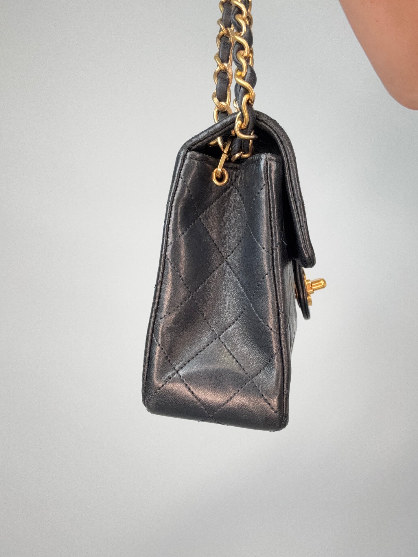 Chanel Quilted Lambskin Mini Square Flap Bag left side
