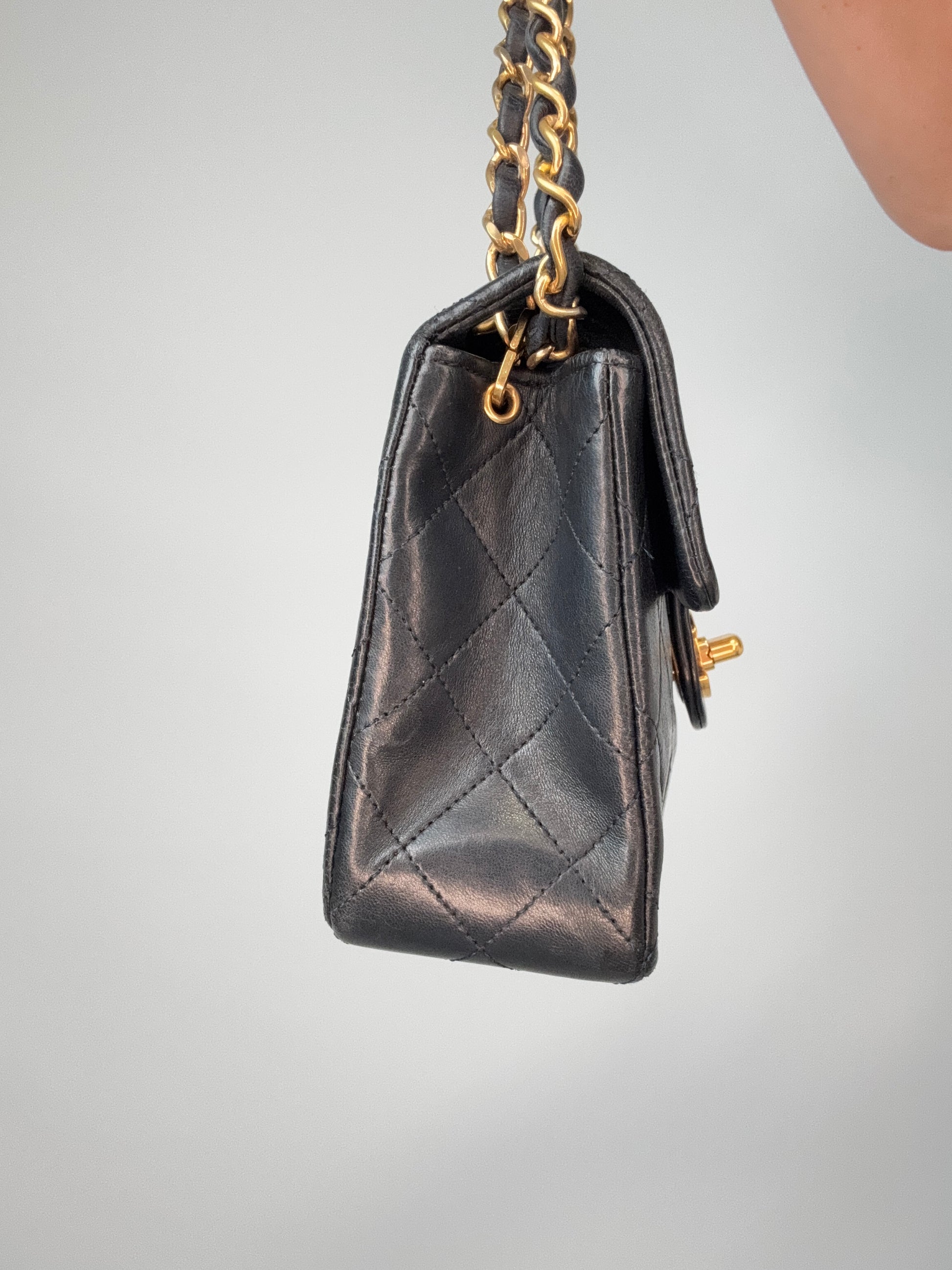 Chanel Quilted Lambskin Mini Square Flap Bag left side