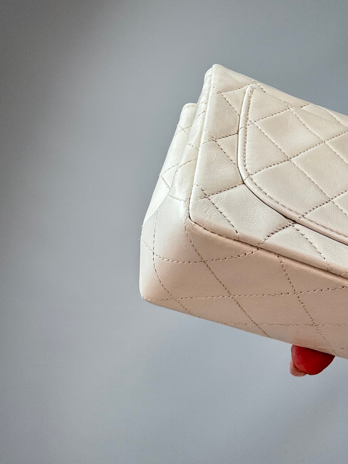 Chanel Quilted Lambskin Mini Square Flap Bag Vintage back left bottom corner