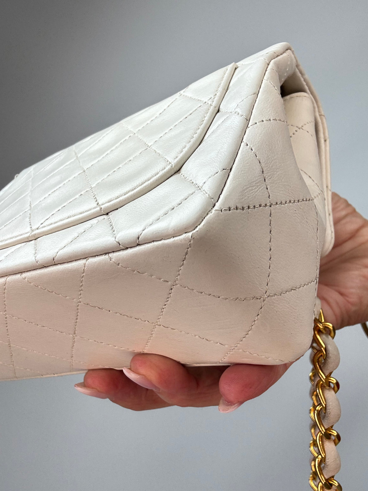 Chanel Quilted Lambskin Mini Square Flap Bag Vintage back right bottom corner