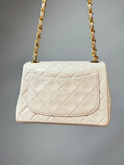 Chanel Quilted Lambskin Mini Square Flap Bag Vintage back of bag
