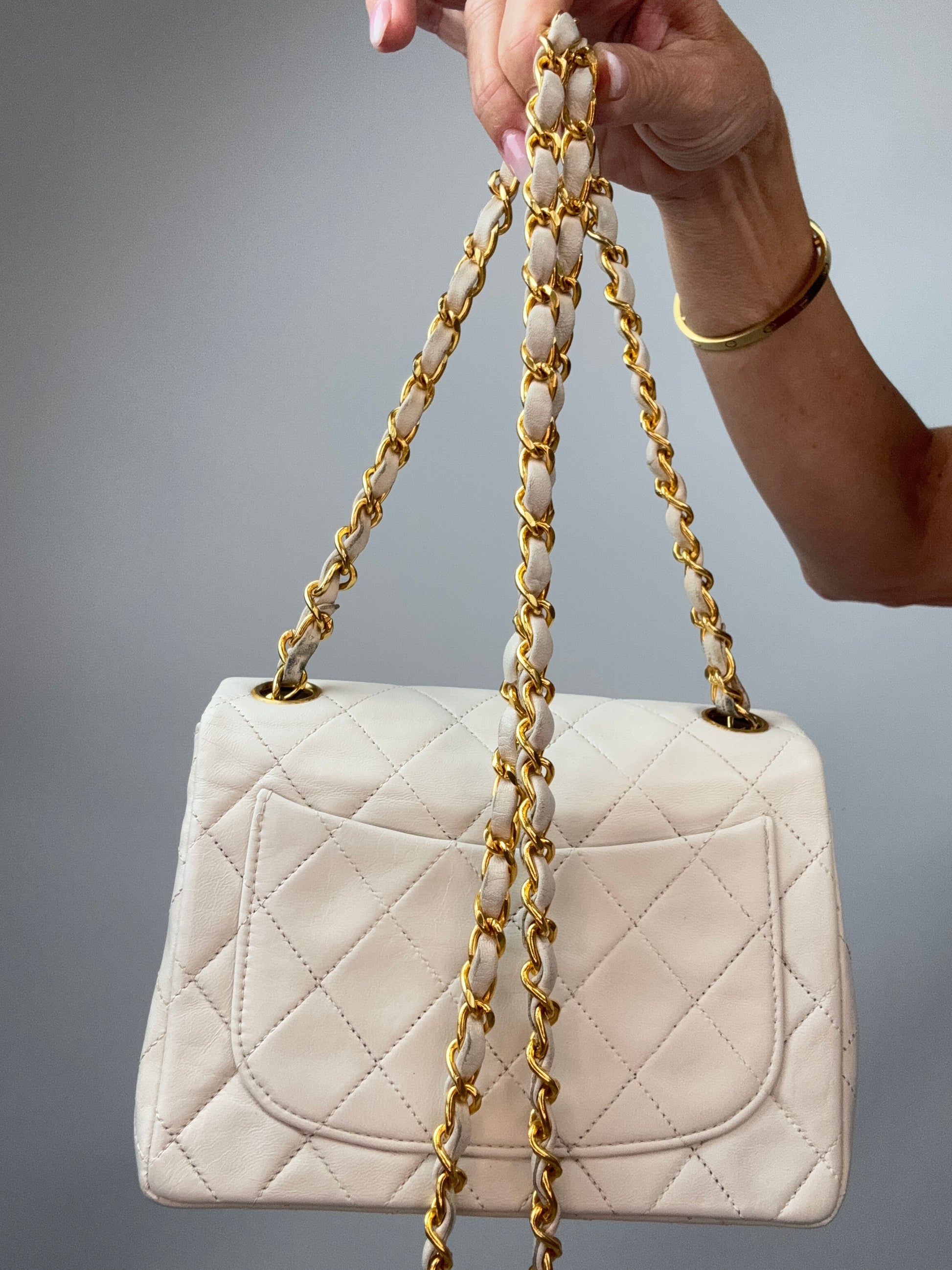 Chanel Quilted Lambskin Mini Square Flap Bag Vintage chain strap