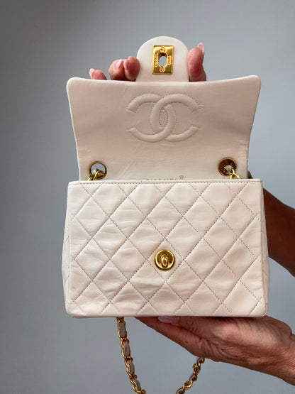Chanel Quilted Lambskin Mini Square Flap Bag Vintage flap interior