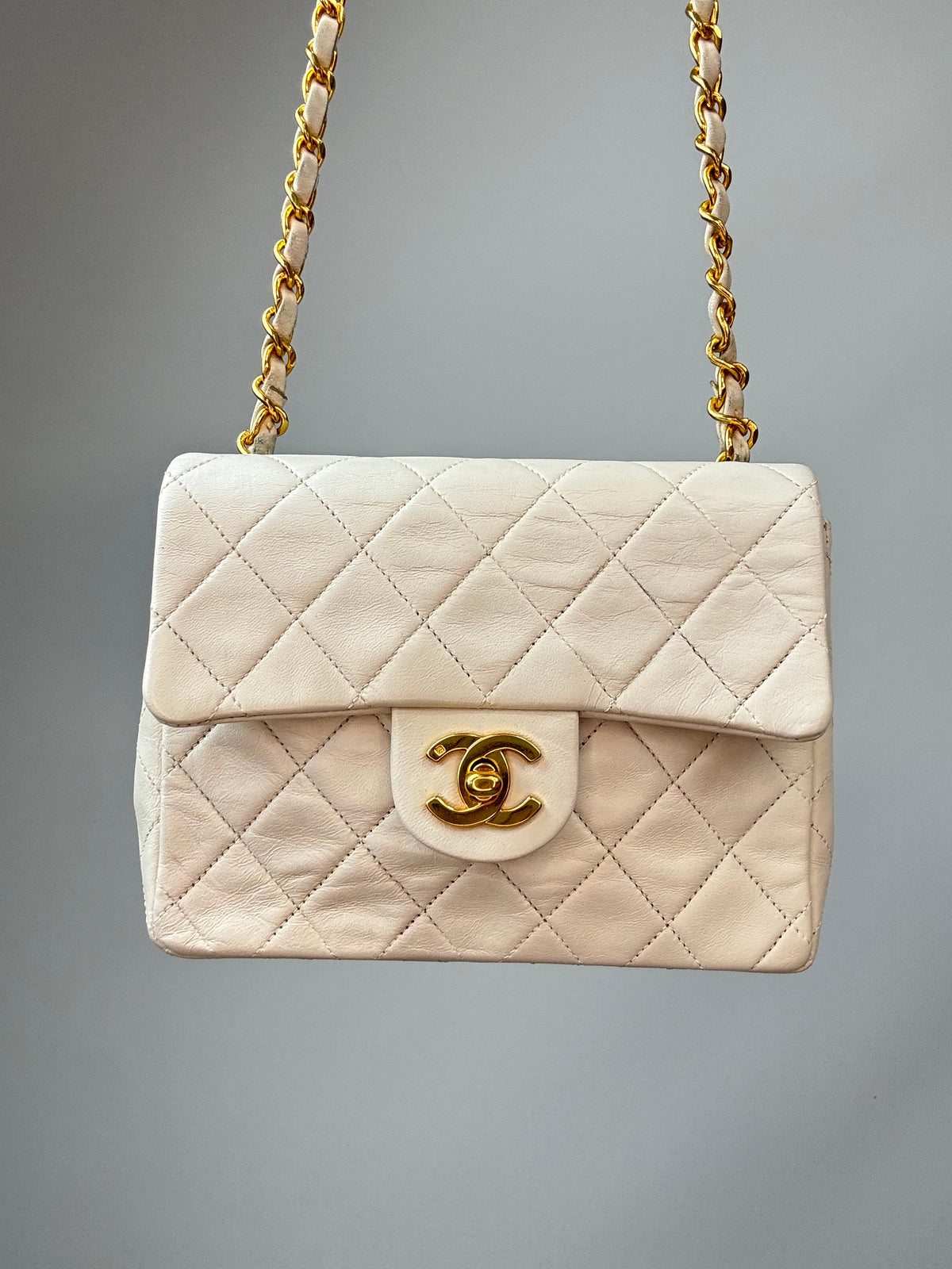 Chanel Quilted Lambskin Mini Square Flap Bag Vintage front of bag