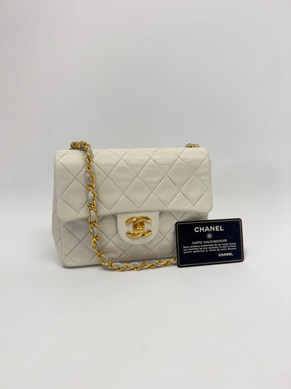 Chanel Quilted Lambskin Mini Square Flap Bag Vintage with authenticity card