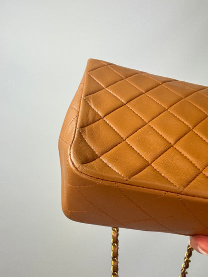 Chanel Quilted Lambskin Single Flap Bag back left bottom corner