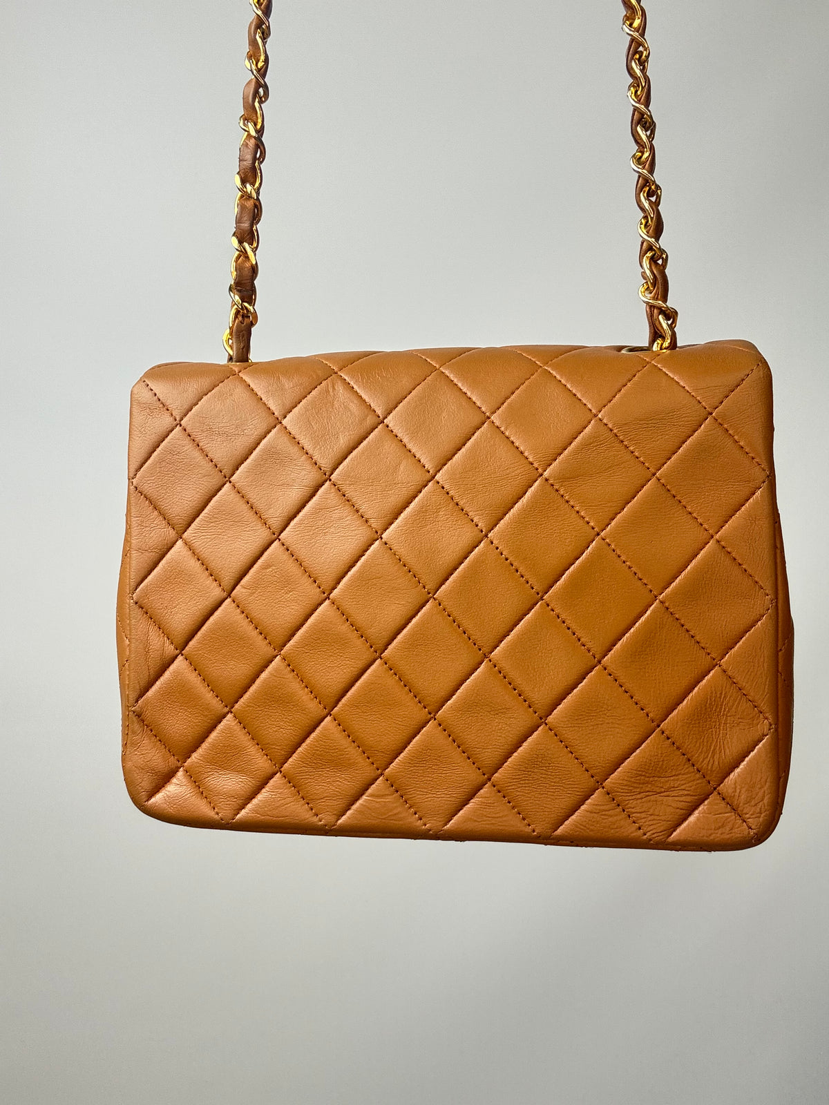 Chanel Quilted Lambskin Single Flap Bag back of handbag