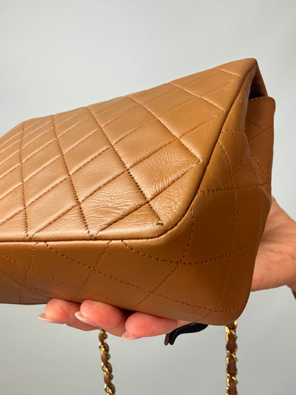 Chanel Quilted Lambskin Single Flap Bag back right bottom corner