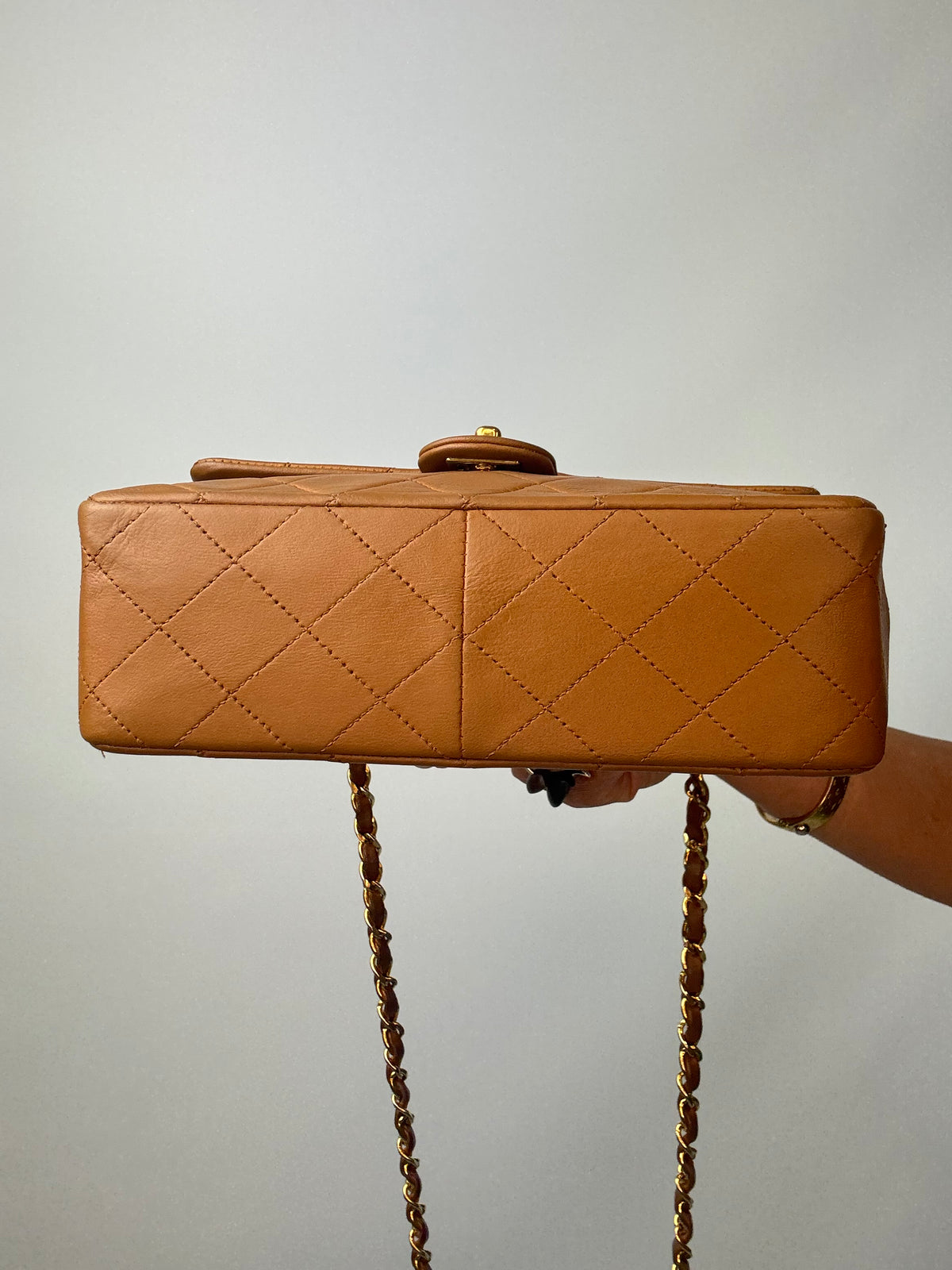 Chanel Quilted Lambskin Single Flap Bag bottom of bag
