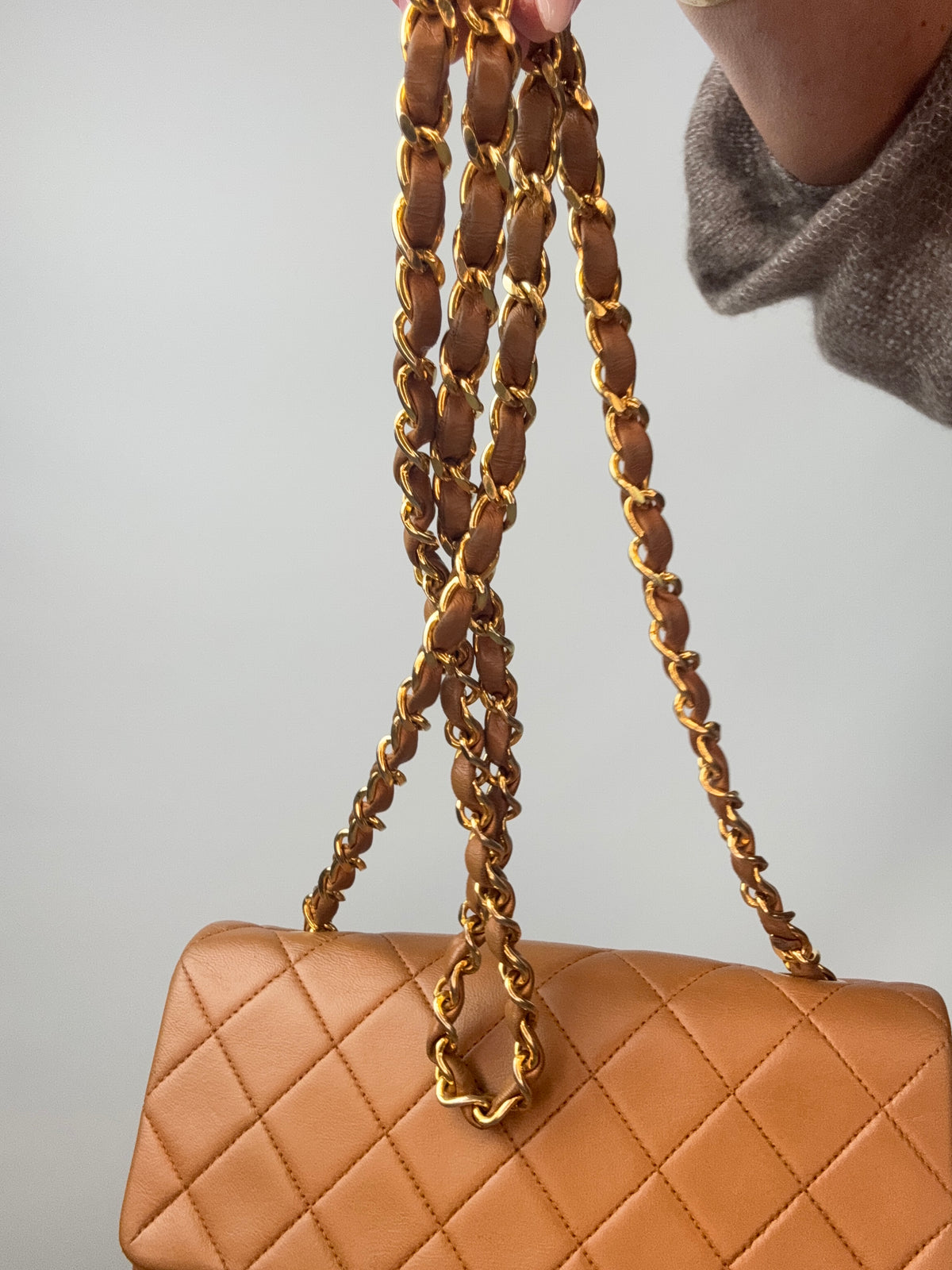 Chanel Quilted Lambskin Single Flap Bag chain strap
