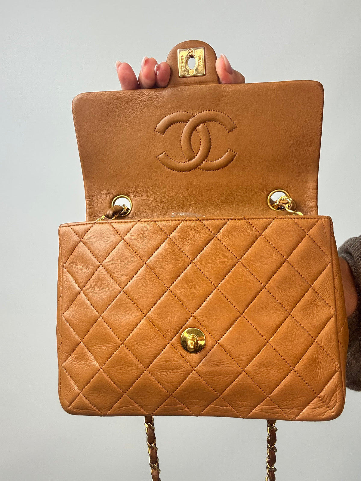 Chanel Quilted Lambskin Single Flap Bag flap interior