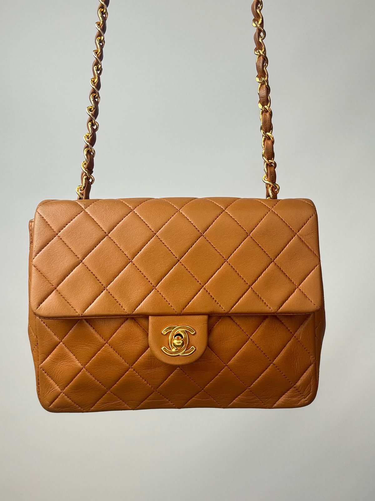 Chanel Quilted Lambskin Single Flap Bag front of handbag
