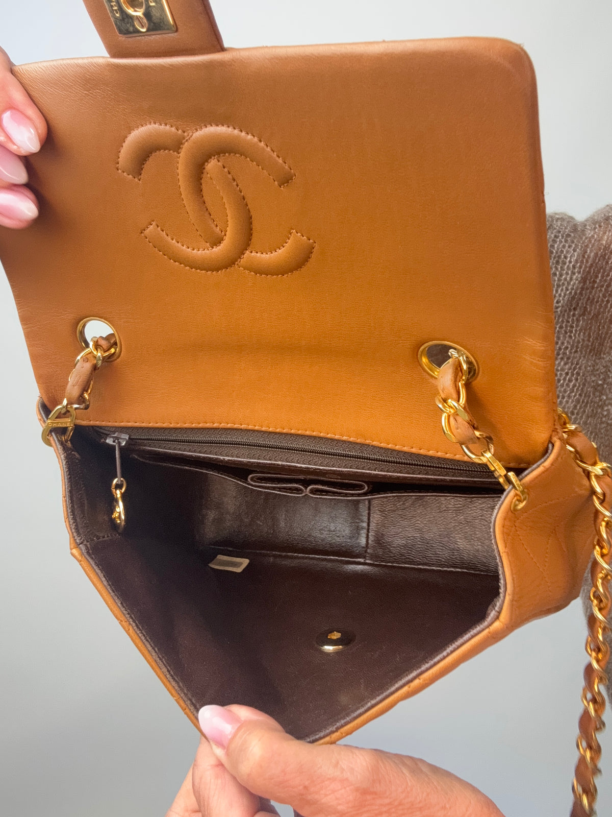 Chanel Quilted Lambskin Single Flap Bag handbag interior
