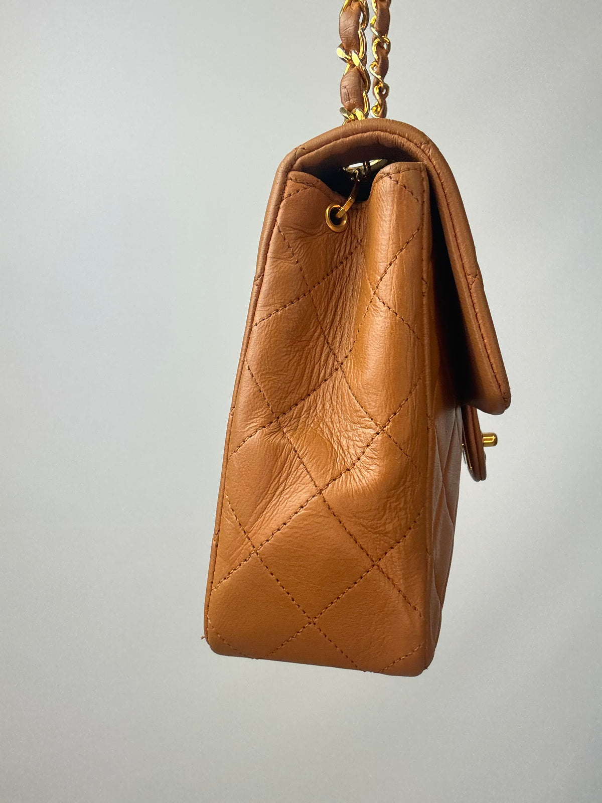 Chanel Quilted Lambskin Single Flap Bag  left side