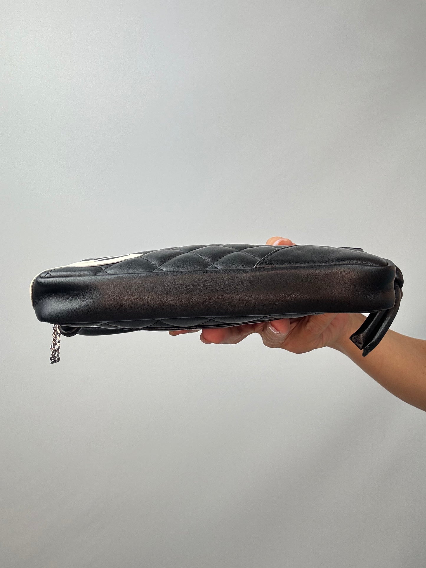 Chanel Quilted Lamsbkin Cambon Pochette bottom of handbag