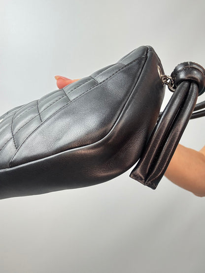 Chanel Quilted Lamsbkin Cambon Pochette front right bottom corner