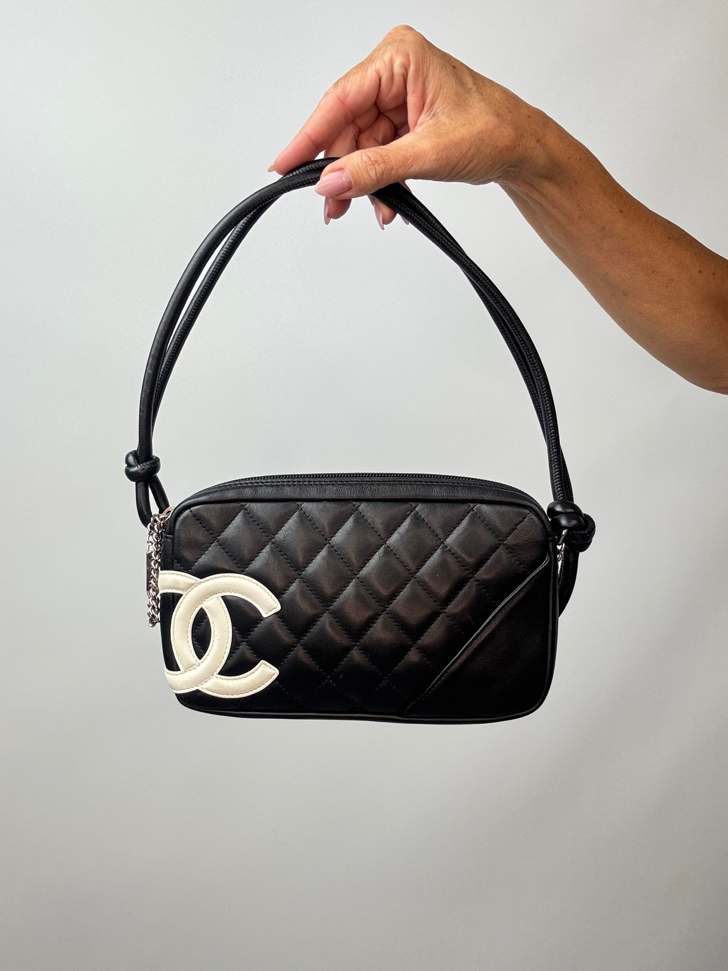 Chanel Quilted Lamsbkin Cambon Pochette front of bag