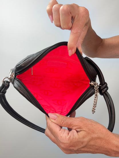 Chanel Quilted Lamsbkin Cambon Pochette interior of bag
